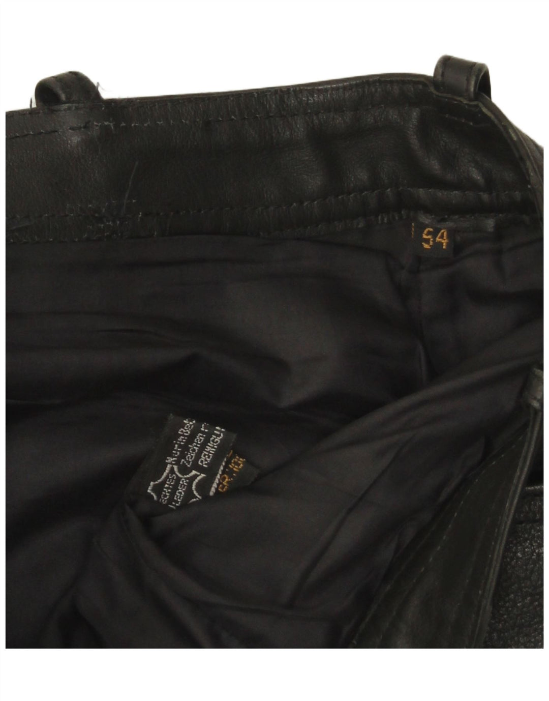 Vintage Herren Lederhose W32 L33 Schwarz