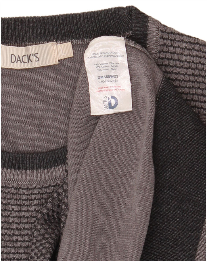 DACK'S Herren-Pullover mit Rundhalsausschnitt, groß, graue Farbblock-Viskose