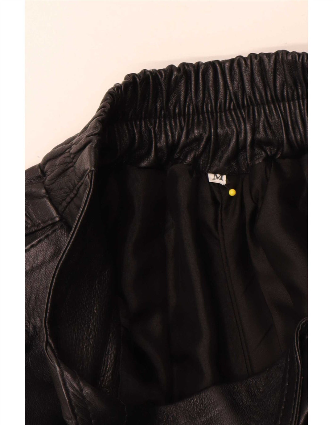 Vintage Damen Leder ausgestellter Rock Medium W28 Schwarz