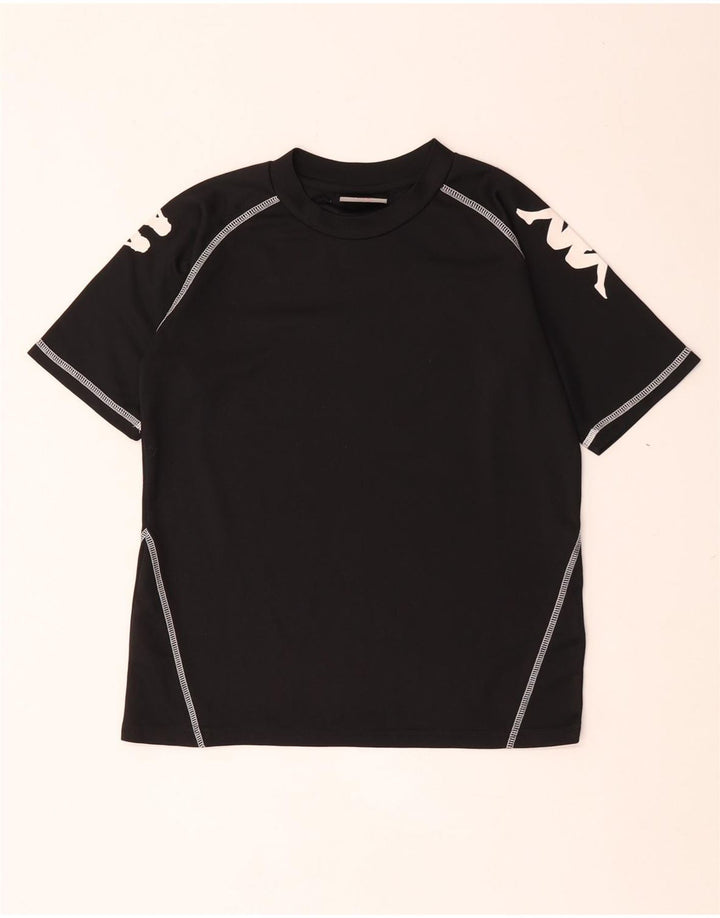 Kappa Jungen-T-Shirt mit Grafik, 11–12 Jahre, schwarzes Polyester