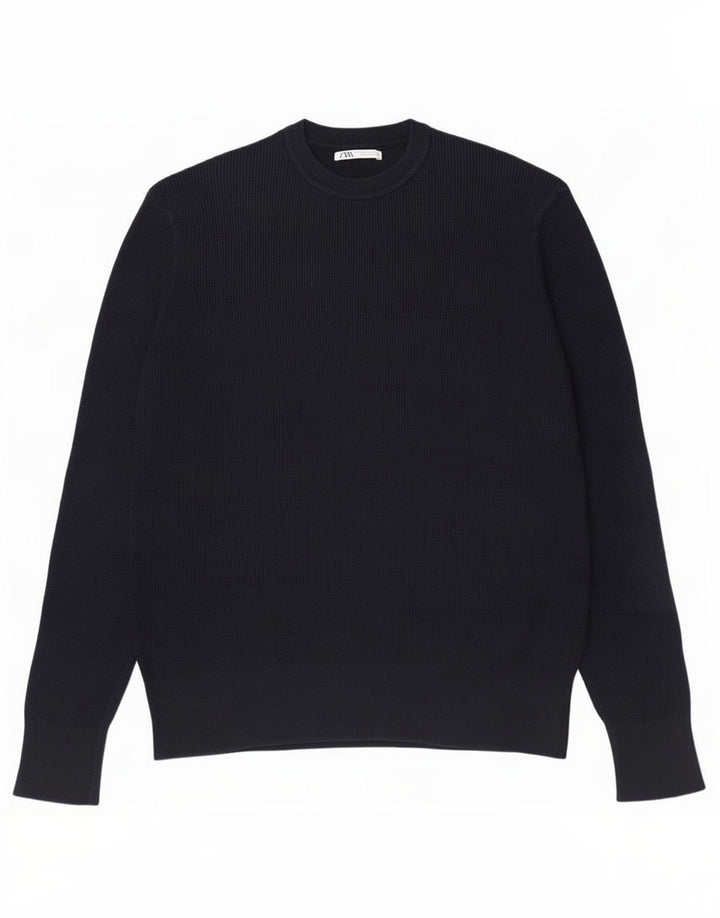 Zara Herren-Pullover mit Rundhalsausschnitt, mittelgroß, Marineblau