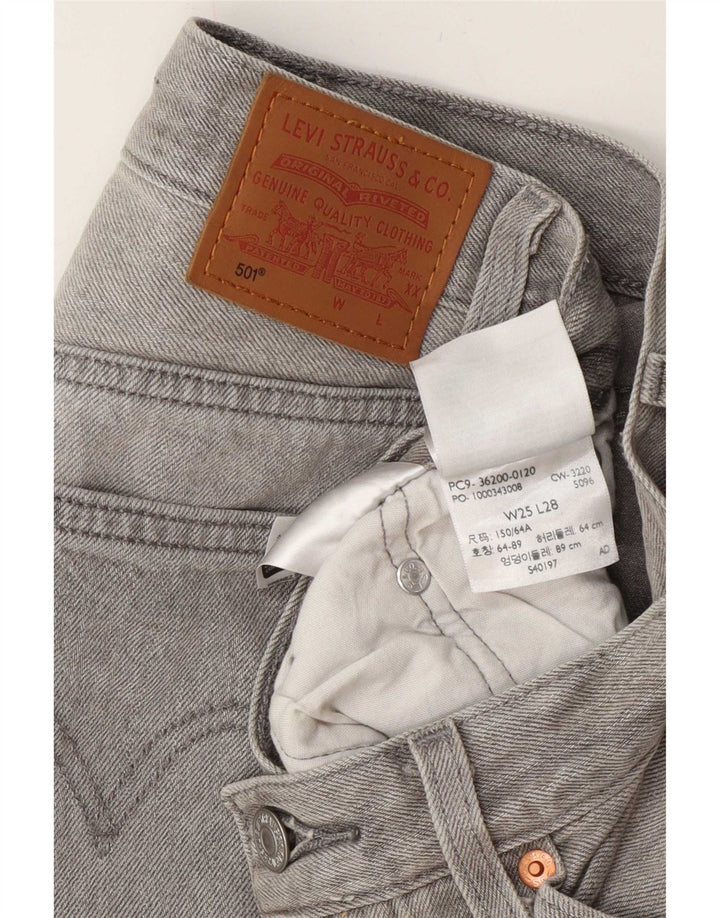 Levi's Damen 501 Straight Jeans W25 L28 Graue Baumwolle