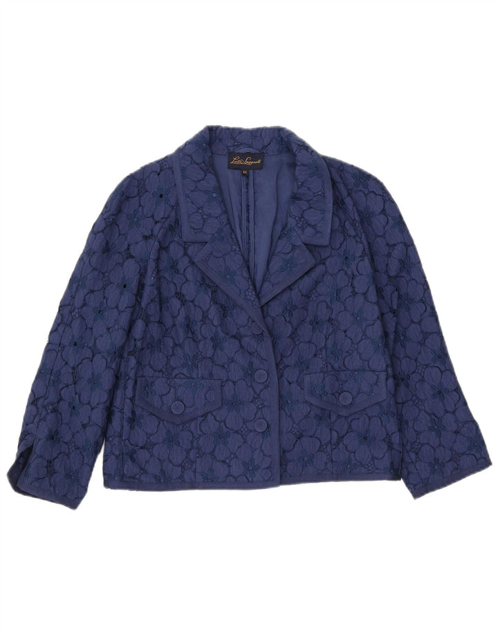 LUISA SPAGNOLI Damen Crop Blazerjacke mit 3/4-Ärmeln IT 44 Mittelmarineblau