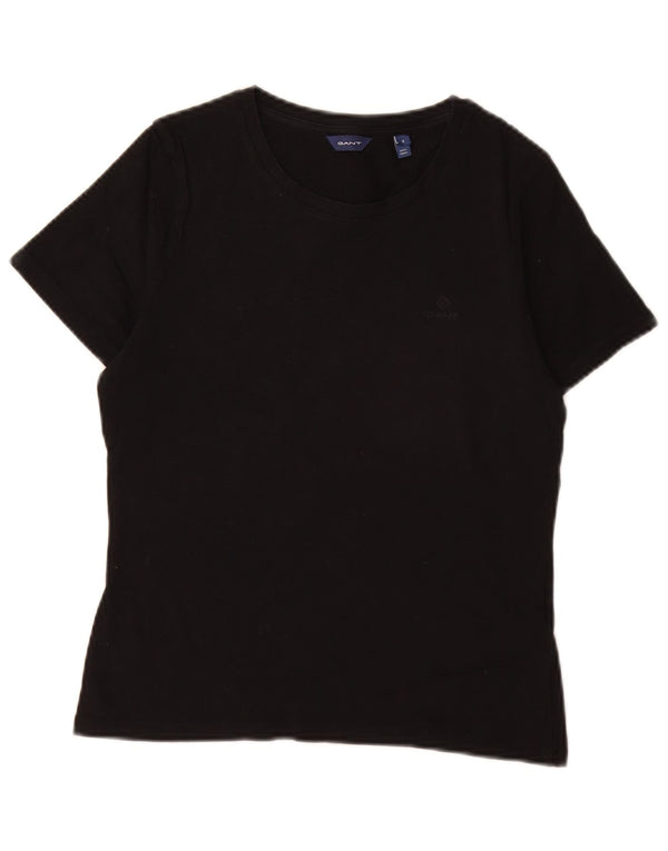 Gant Damen T-Shirt Top UK 10 Small Schwarz Baumwolle