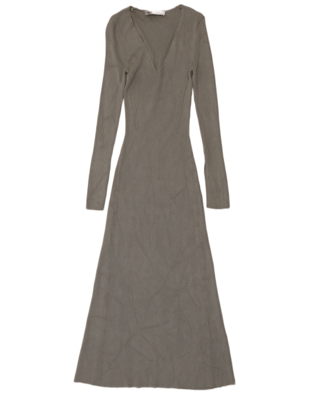 Zara Maxi-Pulloverkleid für Damen, Gr. 8, Größe S, graue Viskose