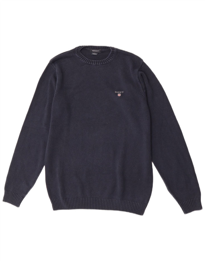 Gant Herren-Pullover mit Rundhalsausschnitt, mittlere marineblaue Baumwolle