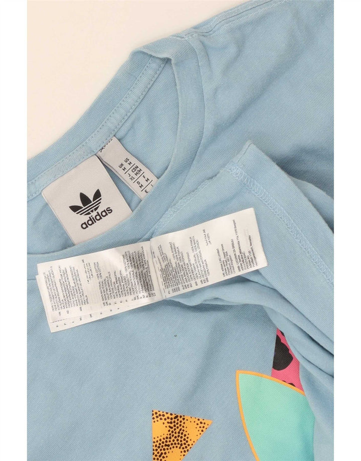 Adidas Herren Grafik-T-Shirt aus mittelblauer Baumwolle
