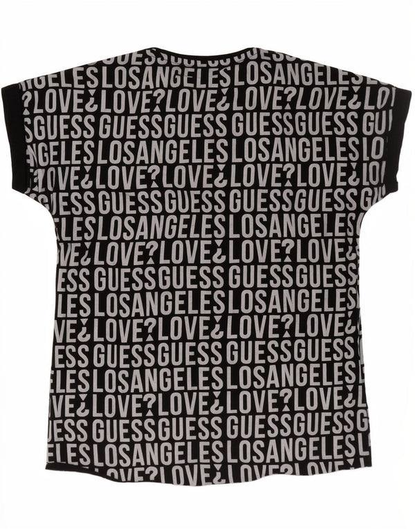 Guess T-Shirt mit Grafik für Mädchen, 11–12 Jahre, schwarze Baumwolle
