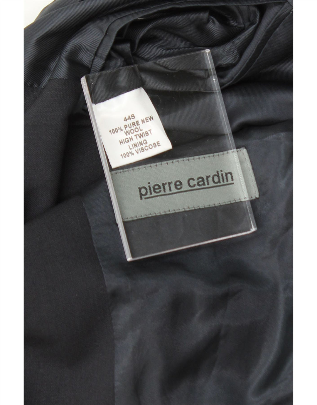 PIERRE CARDIN Mens 2 Button Blazer Jacket UK 44 2XL Navy Blue Wool Vintage Pierre Cardin and Second-Hand Pierre Cardin from Messina Hembry 