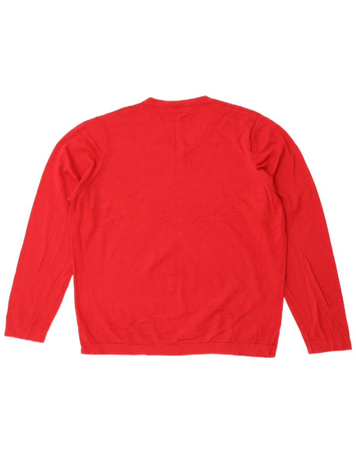 Marks & Spencer Herren Autograph Pullover mit V-Ausschnitt XL, rote Baumwolle