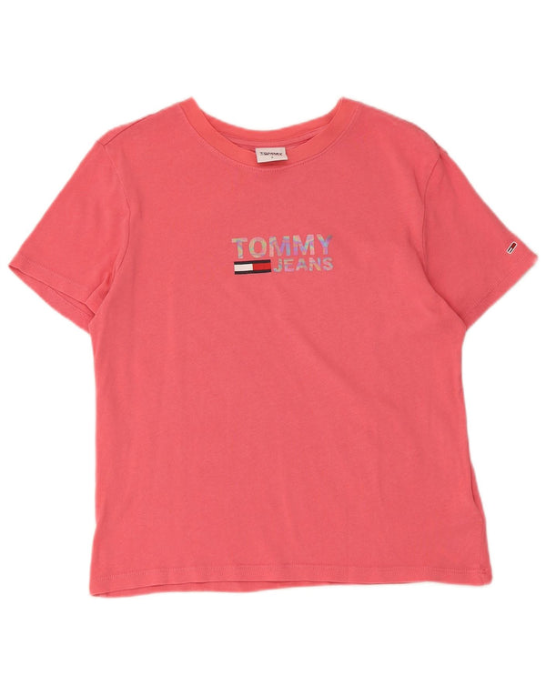 Tommy Hilfiger Damen Kurzarm-T-Shirt mit Grafik, UK 10, Größe S, Rosa