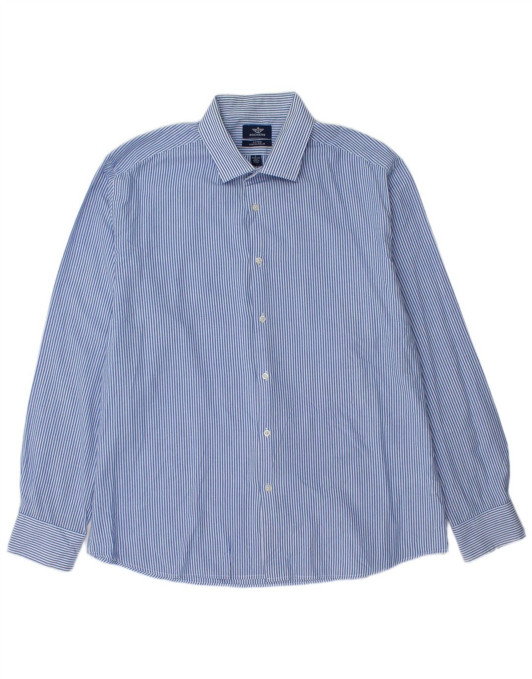 Dockers Herrenhemd Größe 16 1/2 Large Blauer Nadelstreifen