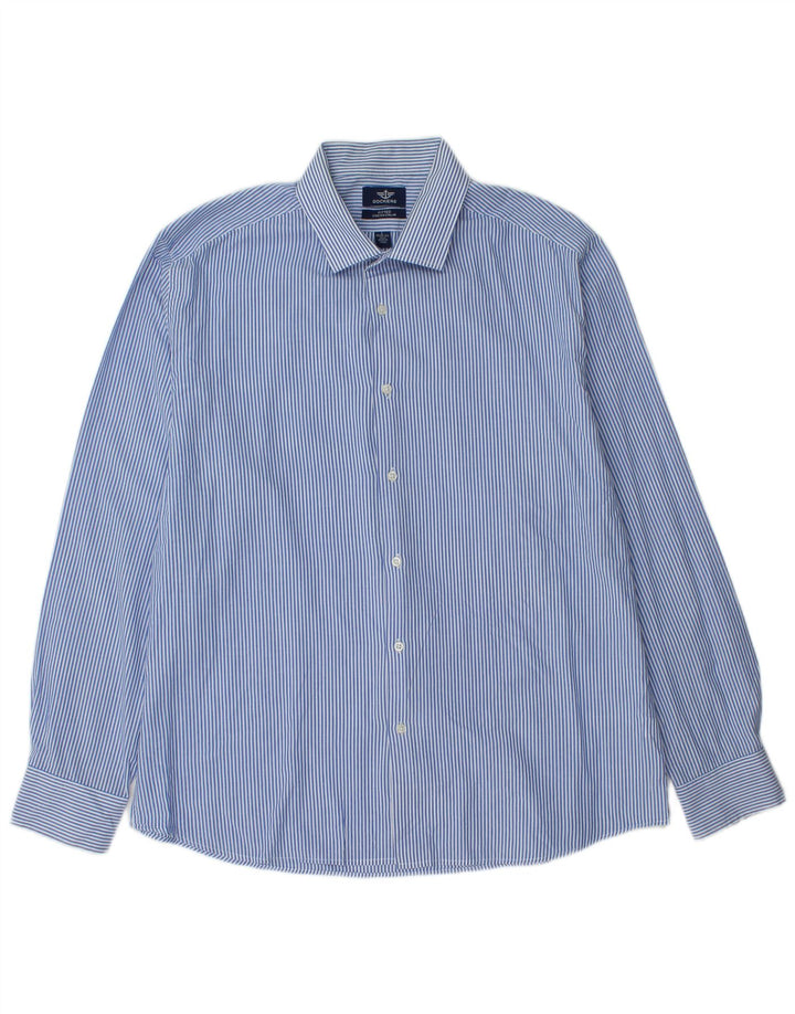 Dockers Herrenhemd Größe 16 1/2 Large Blauer Nadelstreifen