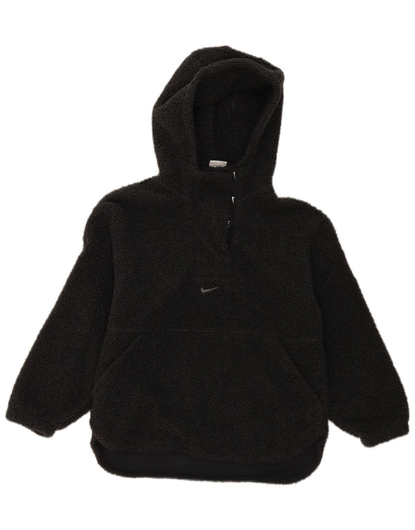 Nike Damen Therma-Fit Fleece Hoodie Pullover UK 14 Medium Schwarz Polyester