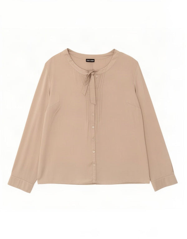 Gerry Weber Damen-Hemdbluse mit Vorderkrawatte, UK 18, XL, Beige