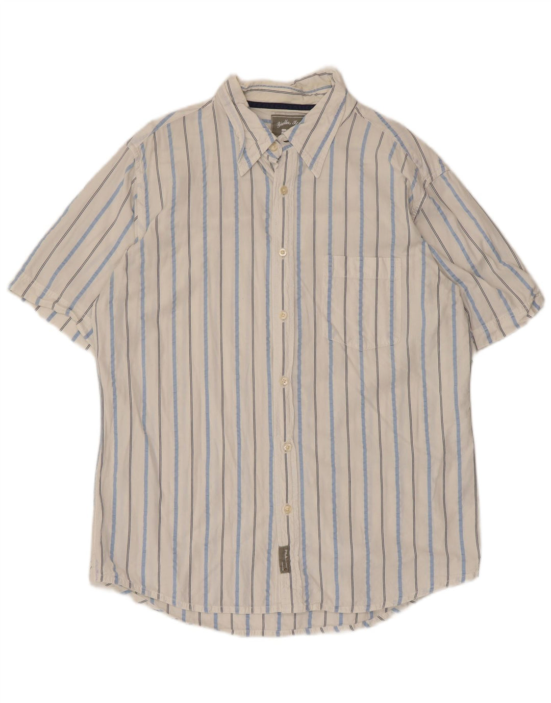 Fila Herren Kurzarmhemd, groß, weiß, Nadelstreifen
