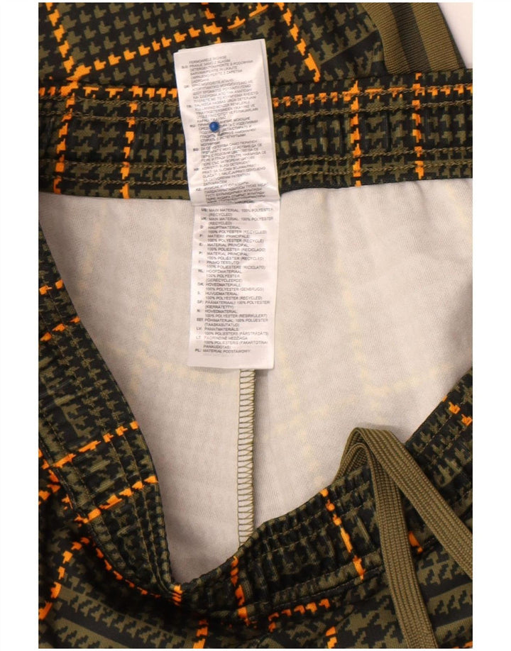 Adidas Herren-Trainingshose aus mittelgrünem Hahnentritt-Polyester