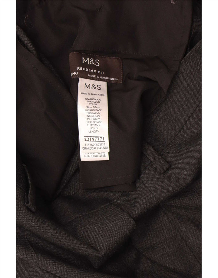 Marks & Spencer Herren-Anzughose, gerade, normale Passform, W34, L33, Grau