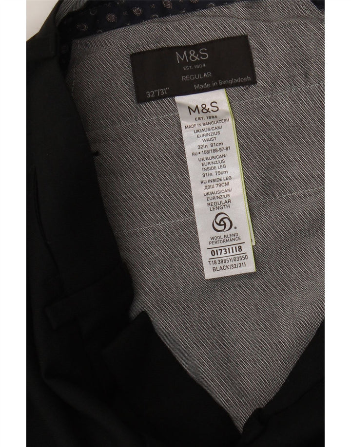 Marks & Spencer Damen Straight Regular Anzughose W32 L31 Schwarz