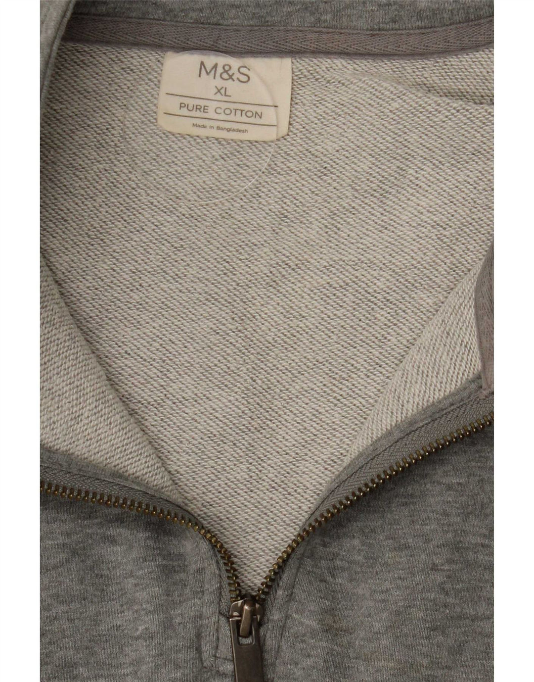 Marks & Spencer Herren-Sweatshirt mit Reißverschluss am Hals, XL, graue Baumwolle