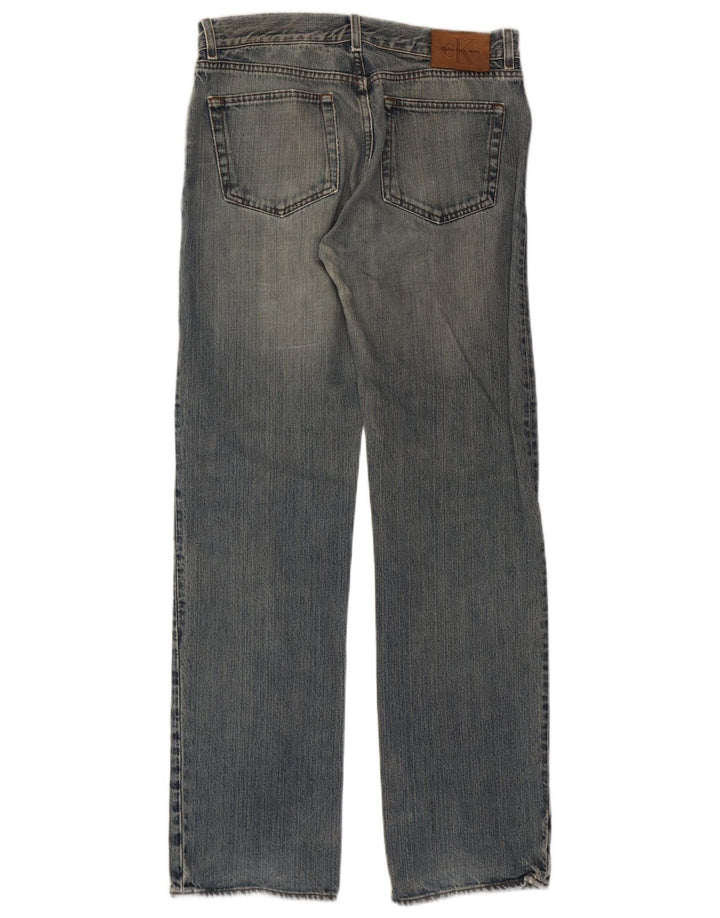 Calvin Klein Damen Straight Jeans W34 L34 Blaue Baumwolle