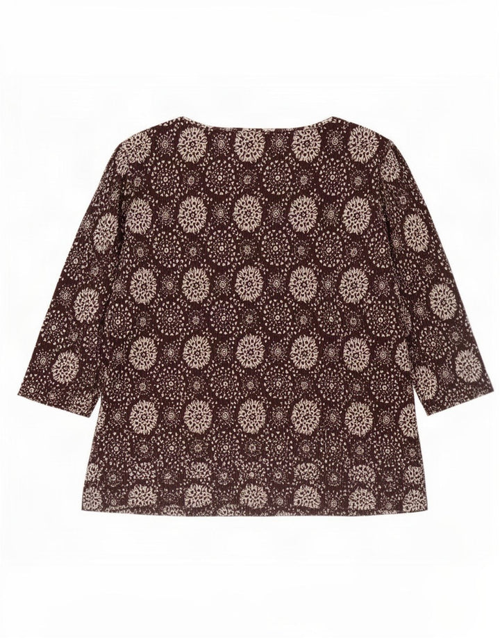 Marks & Spencer Womens Abstract Pattern Top 3/4 Ärmel UK 20 2XL Braun