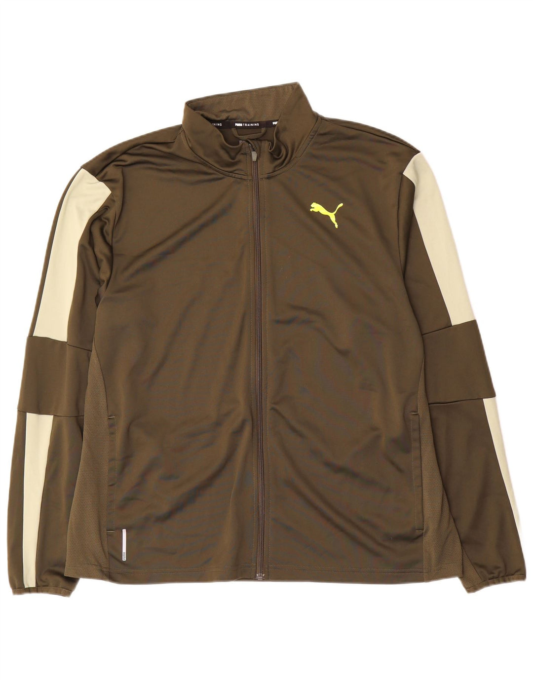 Puma Herren-Trainingsanzug-Top-Jacke XL, grünes Farbblock-Polyester