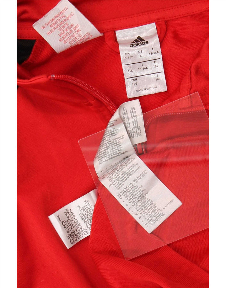 Adidas Jungen-Trainingsanzug-Top-Jacke, 13–14 Jahre, rotes Farbblock-Polyester