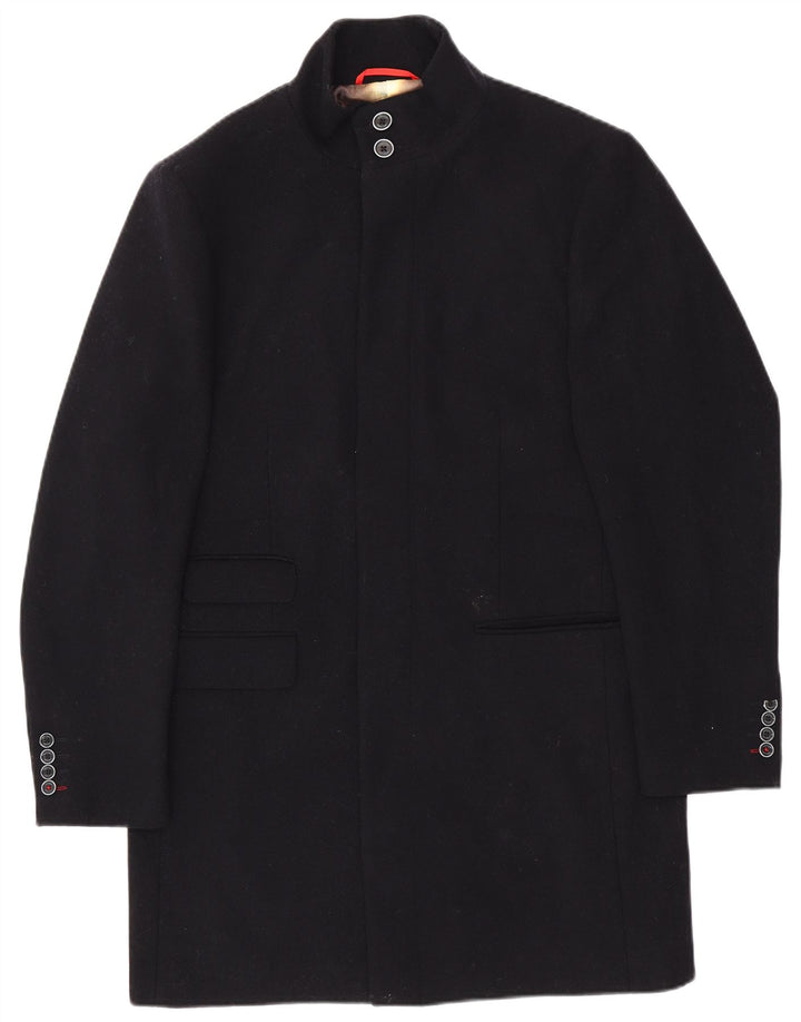 VINTAGE Mens Overcoat UK 42 XL Navy Blue Polyester