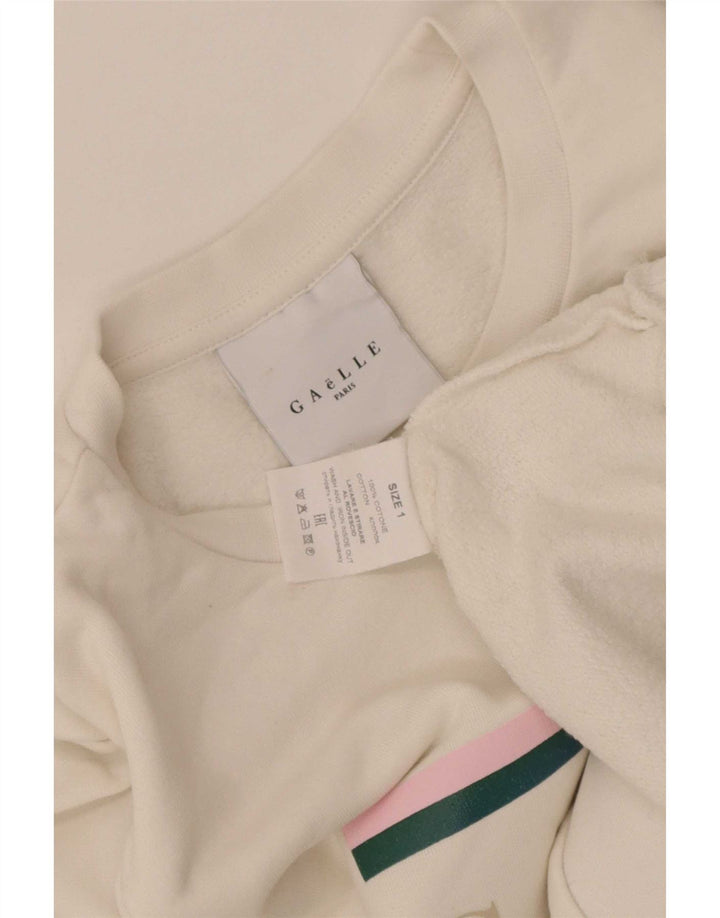 Gaelle Damen Grafik-Sweatshirt-Pullover UK 14 Mittelweiße Baumwolle