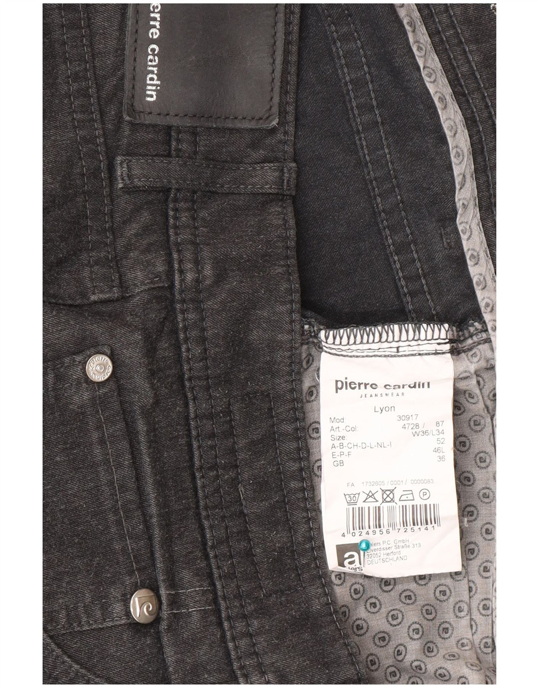 Pierre Cardin Herren Straight Jeans W36 L34 Graues Polyester