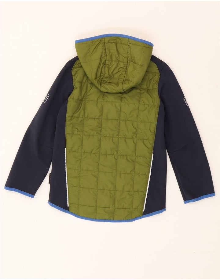Jack Wolfskin Wattierte Jacke mit Kapuze für Jungen, 7–8 Jahre, grüner Farbblock