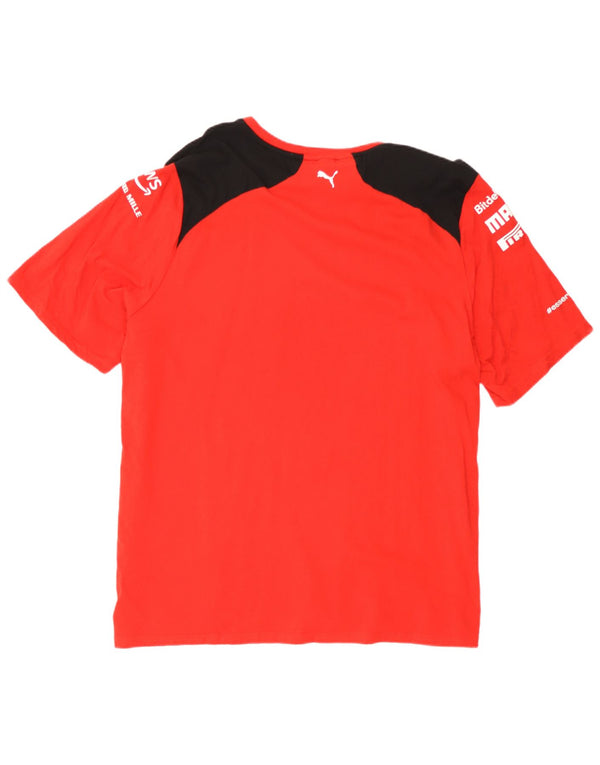 Puma Herren Ferrari Graphic T-Shirt Top 2XL Rot Colourblock Baumwolle
