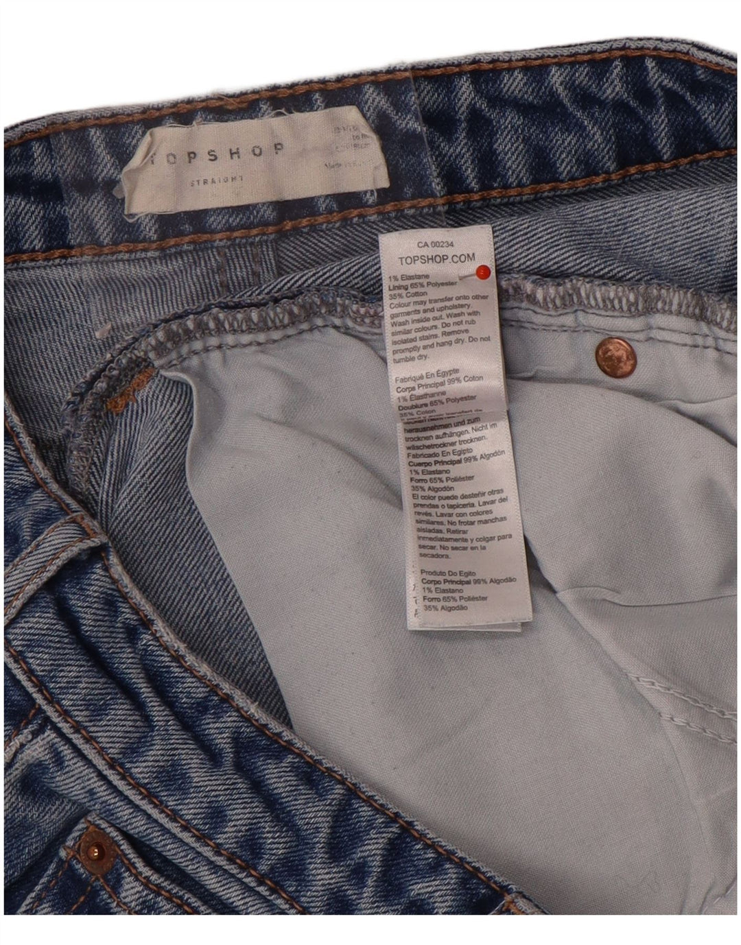 Topshop Damen Straight Jeans W30 L26 Blaues Polyester