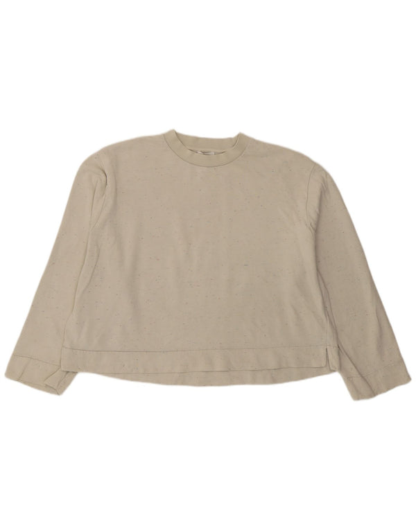 Cos Damen-Sweatshirt-Pullover in Übergröße, Gr. 10, Größe S, weiß gesprenkelte Baumwolle