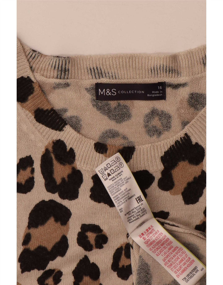 Marks & Spencer Damen-Pullover mit Rundhalsausschnitt, Gr. 40, Größe L, Beige