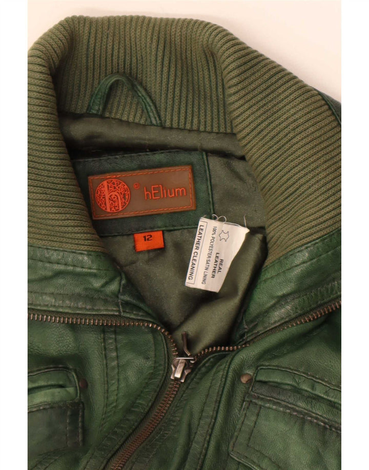 Helium Damen Lederjacke UK 12 Mittelgrün