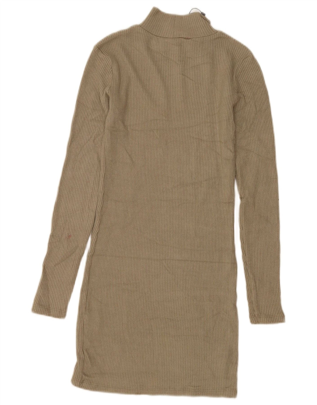 Zara Damen Langarm-Bodycon-Kleid UK 10 Small Khaki Polyester