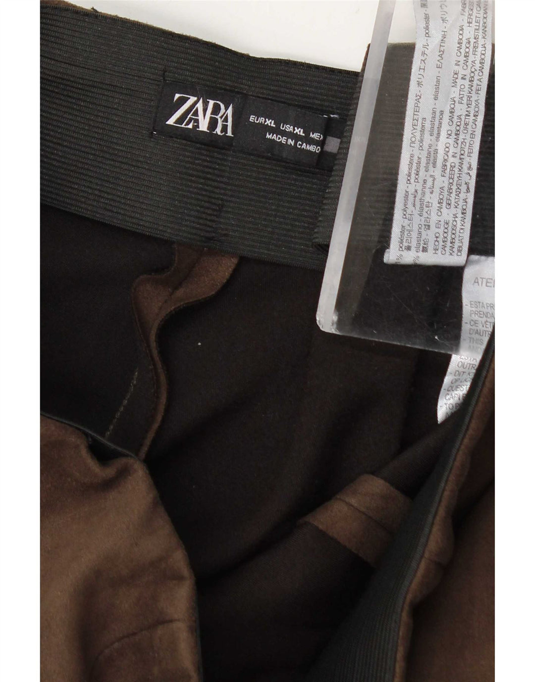 Zara Damen Röhrenhose XL W32 L27 Braunes Polyester