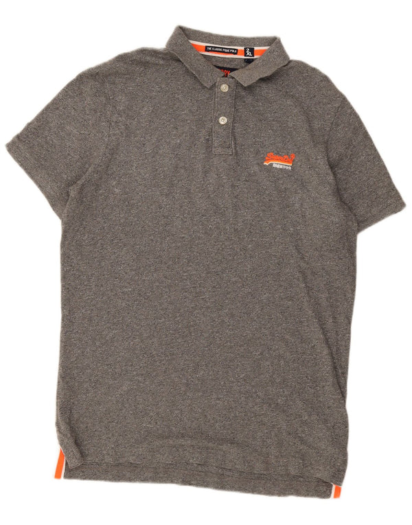 Superdry Herren-Poloshirt 2XL aus grauer Baumwolle