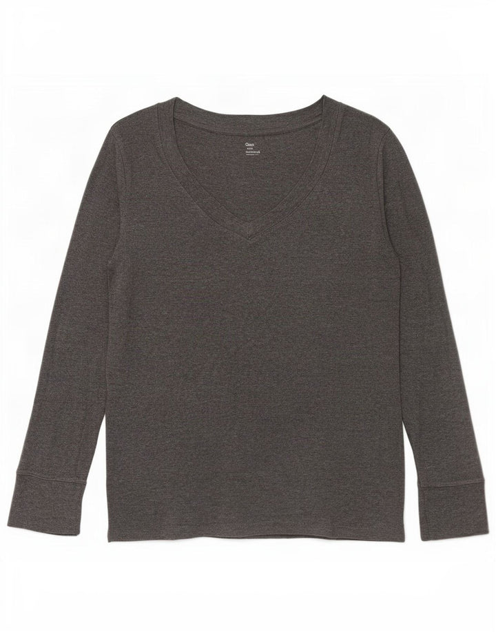 Gap Damen Top Langarm UK 14 Large Graue Baumwolle