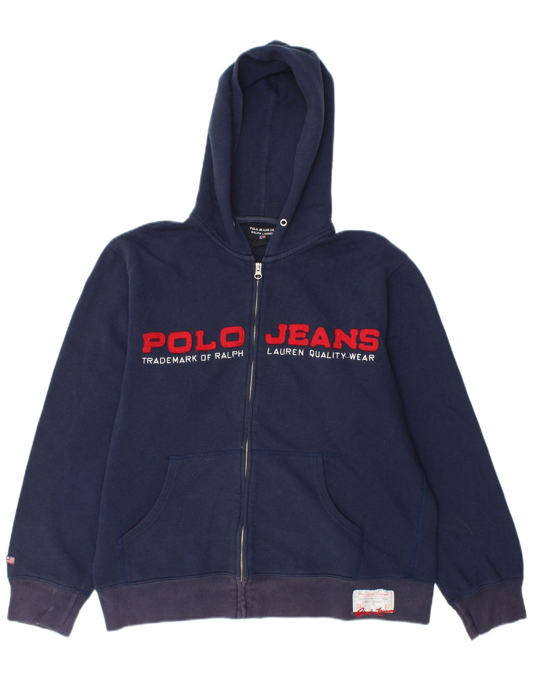 RALPH LAUREN Grafischer Herren-Kapuzenpullover mit lockerer Passform und Reißverschluss, Mittelmarineblau