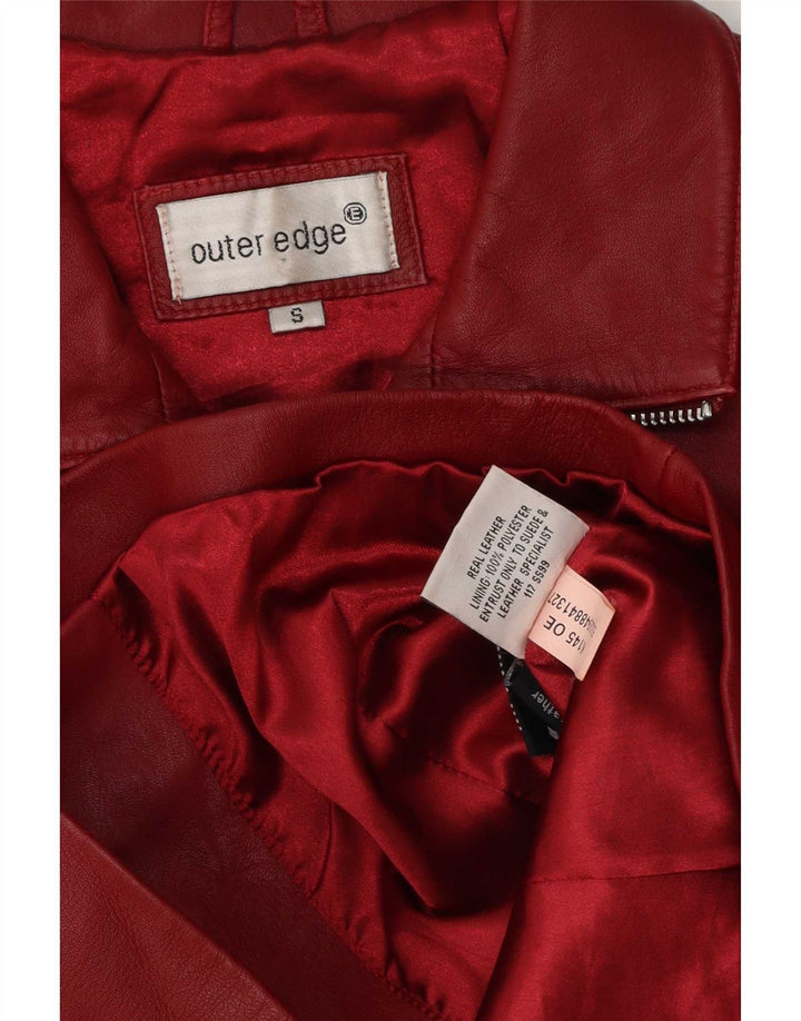 Outer Edge Damen Lederjacke UK 10 Small Rot