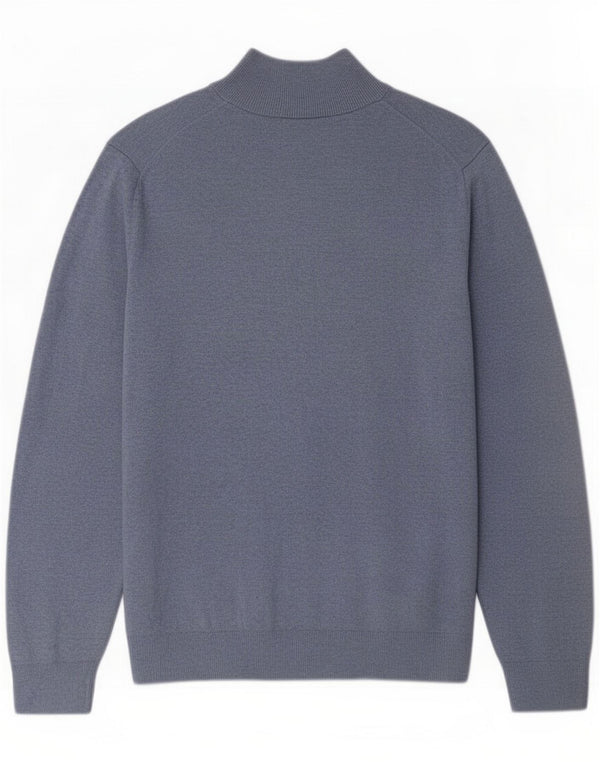 Nautica Mens Zip Neck Jumper Sweater Medium Blue Cotton