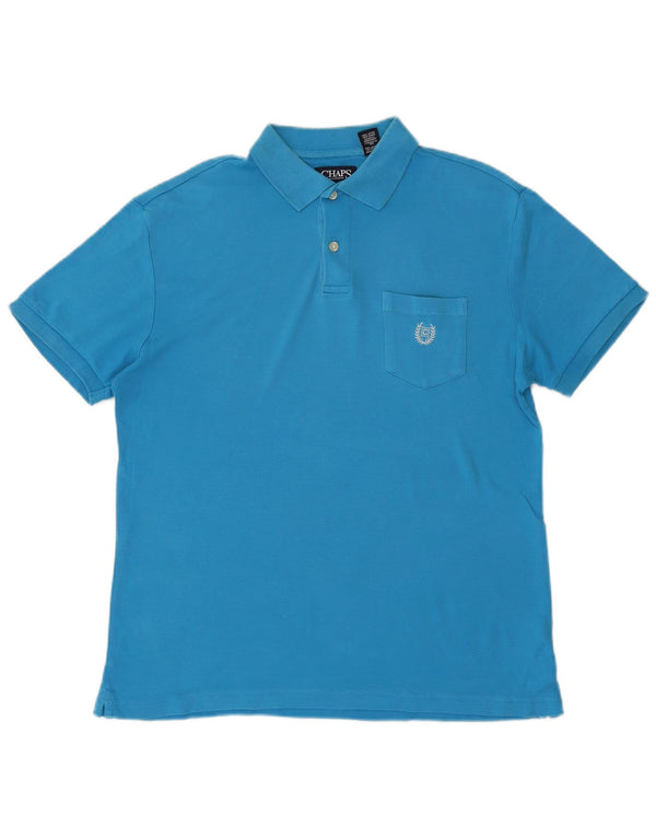 CHAPS Herren-Poloshirt mit individueller Passform, mittelblaue Baumwolle