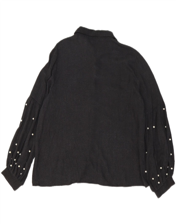 ZARA Damen-Oversize-Hemdbluse, Gr. 10, Größe S, graue Viskose
