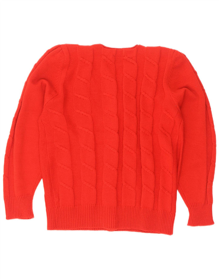 Vintage Damen Cardigan Pullover UK 14/16 Mittelrot Polyacryl