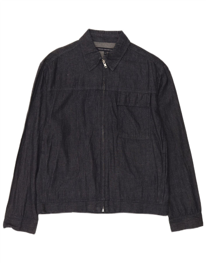 French Connection Herren-Jeans-Bomberjacke, UK 40, große marineblaue Baumwolle