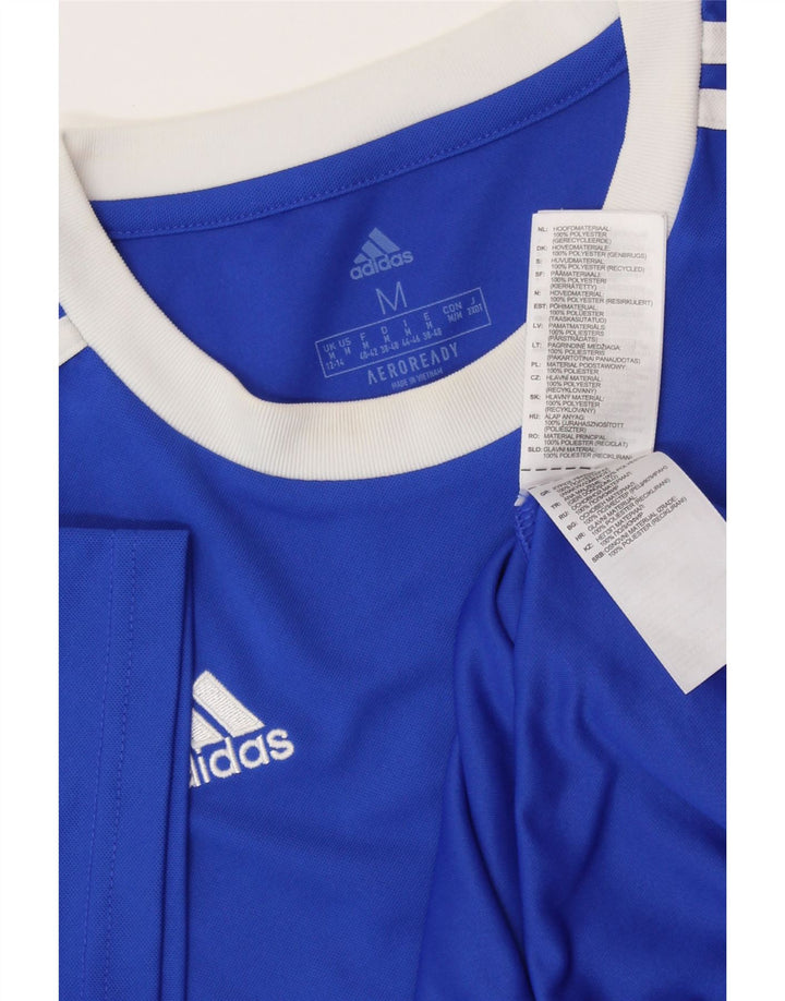 ADIDAS Damen Aeroready T-Shirt Top UK 12/14 Mittelblaues Polyester
