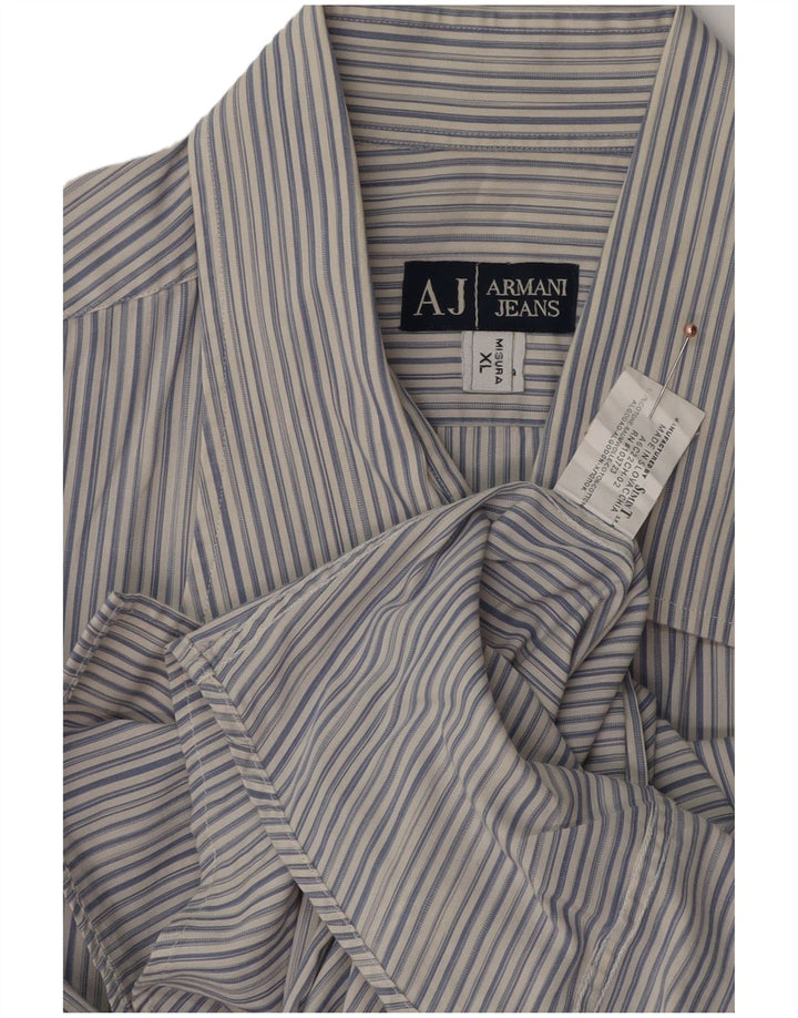 ARMANI JEANS Herrenhemd XL blau gestreift aus Baumwolle